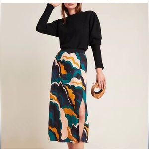 Anthropologie abstract print midi skirt XS